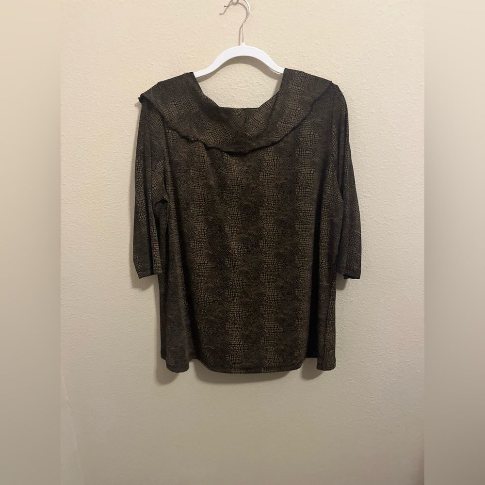 dressbarn Chic Black and Brown Cowl Neck Blouse - Picture 2 of 3